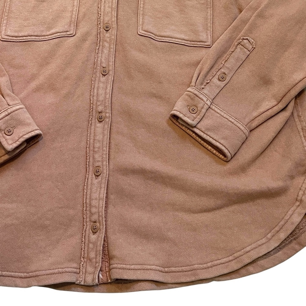 Aerie Oversized Fleece Button Down Shirt Jacket Lumberjane Toasty Taupe XS - Picture 3 of 10